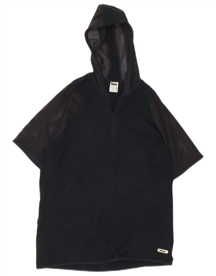 Fila Herren-T-Shirt mit Kapuze, mittlere schwarze Baumwolle