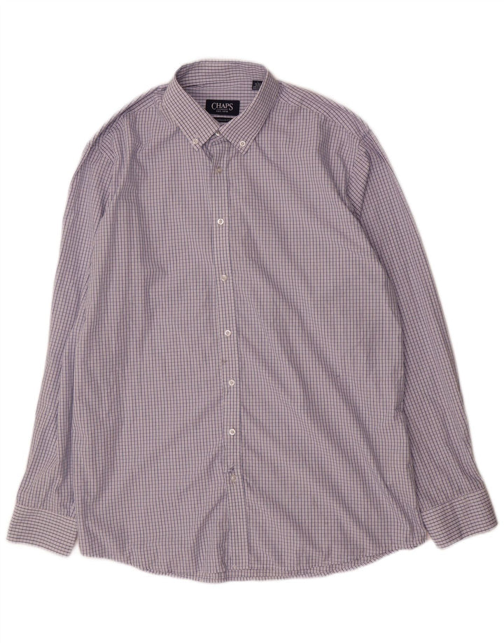 Chaps Herren-Hemd mit normaler Passform, Größe 16 16,5, große blaue Gingham-Viskose
