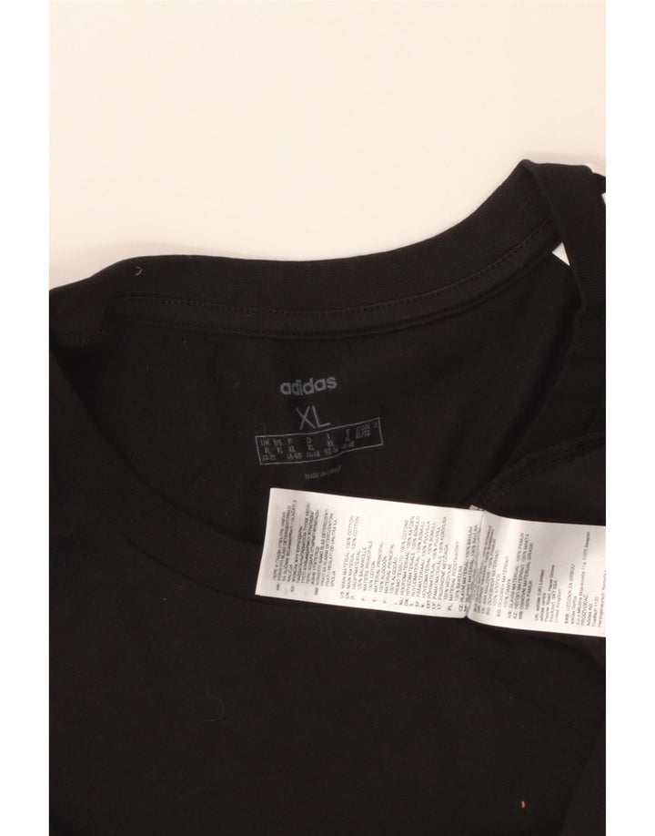 ADIDAS Damen T-Shirt Top UK 20/22 XL Schwarz Baumwolle