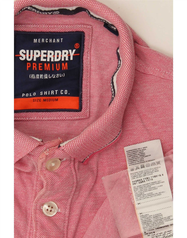 Superdry Herren-Poloshirt aus mittelrosa gesprenkelter Baumwolle