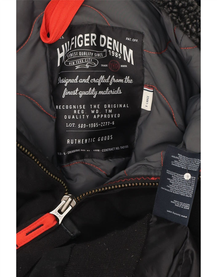 Tommy Hilfiger Herren Denizen Kapuzen-Bomberjacke UK 42 XL Schwarz Polyester