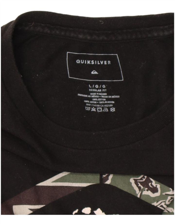 QUIKSILVER Herren Hawaii T-Shirt mit normaler Passform, Grafik, Größe L, Schwarz, Baumwolle