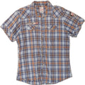 VINTAGE Mens Short Sleeve Shirt XL Blue Check Cotton Vintage Vintage and Second-Hand Vintage from Messina Hembry 