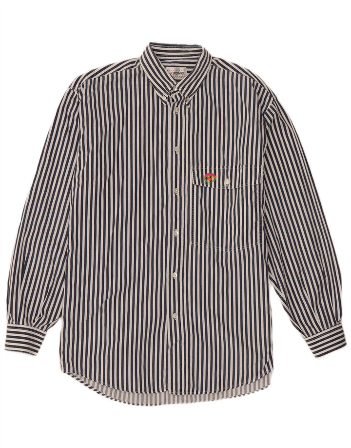 Stefanel Herrenhemd Medium Navy Blue Nadelstreifen