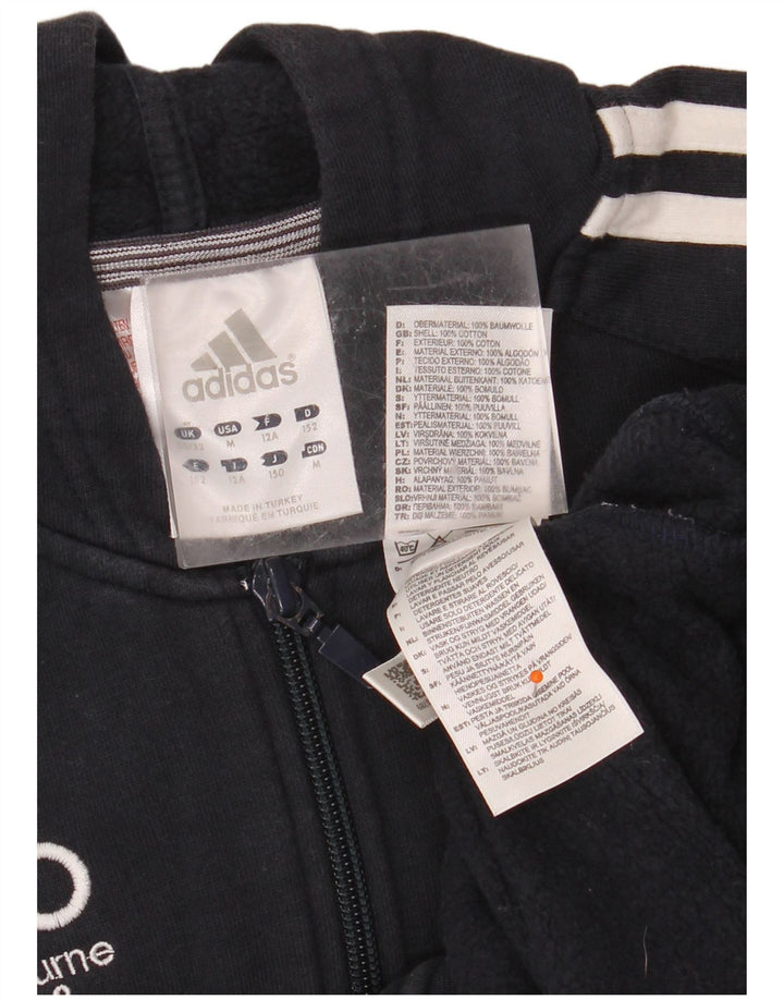 ADIDAS Kapuzenpullover mit Reißverschluss für Jungen, 11–12 Jahre, marineblaue Baumwolle