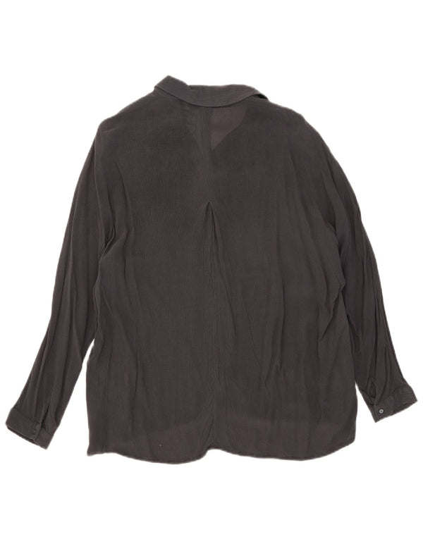 Zara Damen 3/4-Ärmel-Hemdbluse UK 14 Mittelgrau