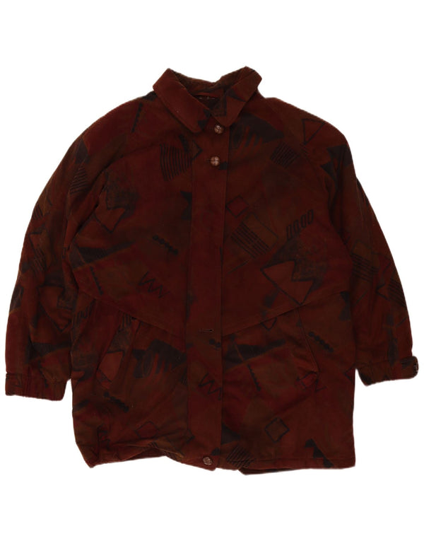 Vintage Damen Windjacke Mantel UK 20 2XL Burgund Geometrisch