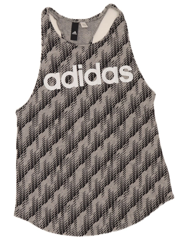 Adidas Damen Graphic Vest Top UK 8 Small Grau Geometrisch