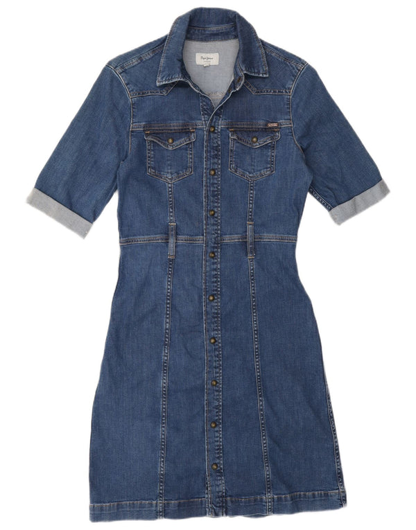 PEPE Jeans Damen Jeanskleid UK 10 Small Blau Baumwolle
