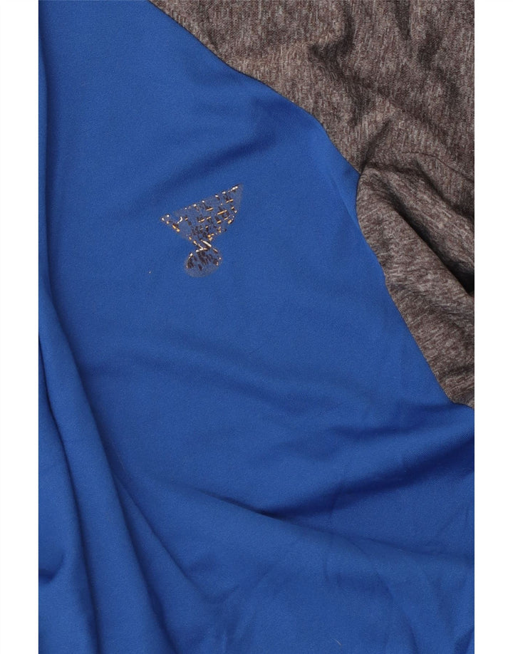 Majestic Herren-Top mit 3/4-Ärmeln, mittelblau, Farbblock