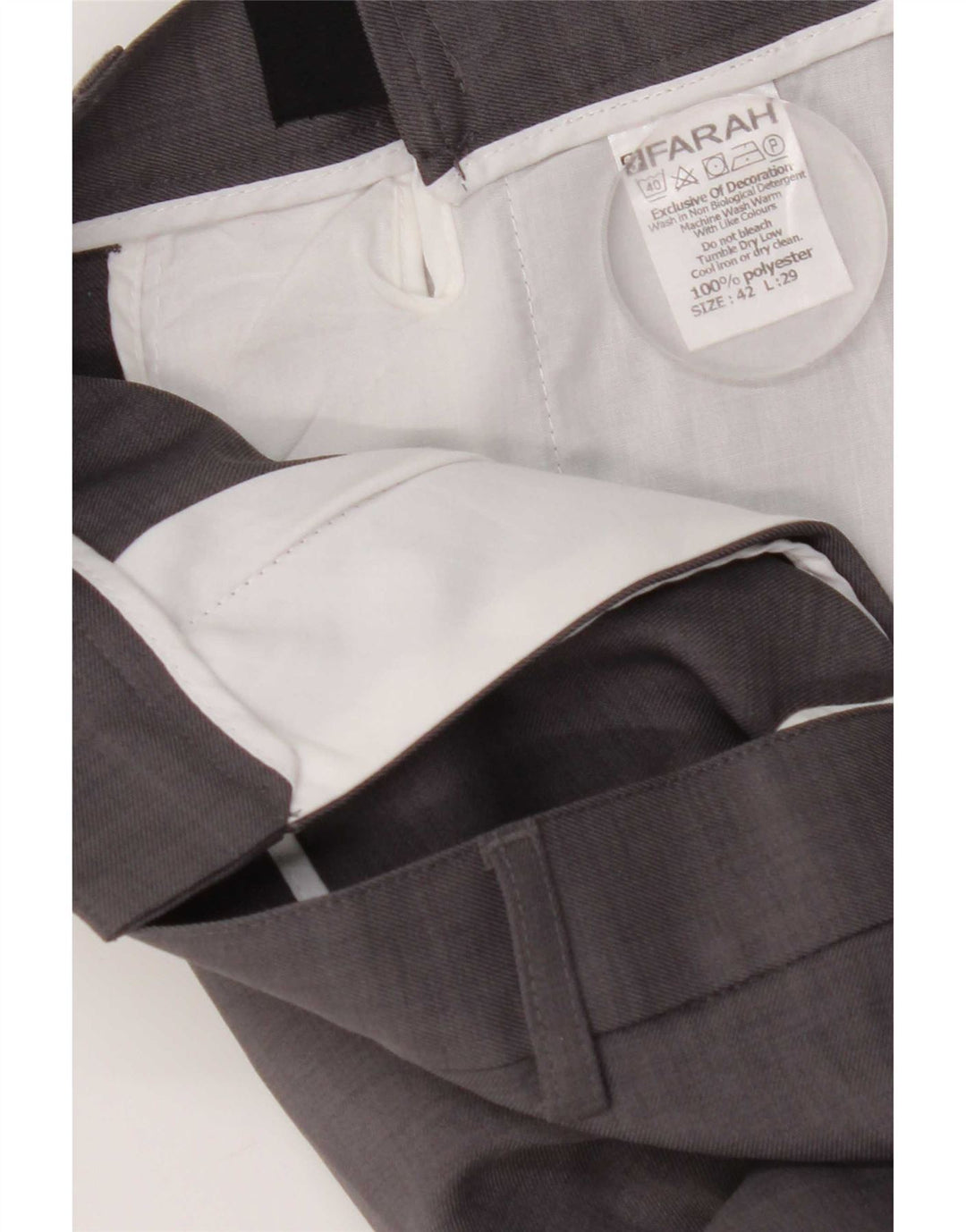 Farah Herren gerade Chinohose W42 L29 Grau Polyester