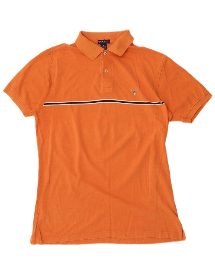 Gant Herren-Poloshirt aus mittelorange gestreifter Baumwolle