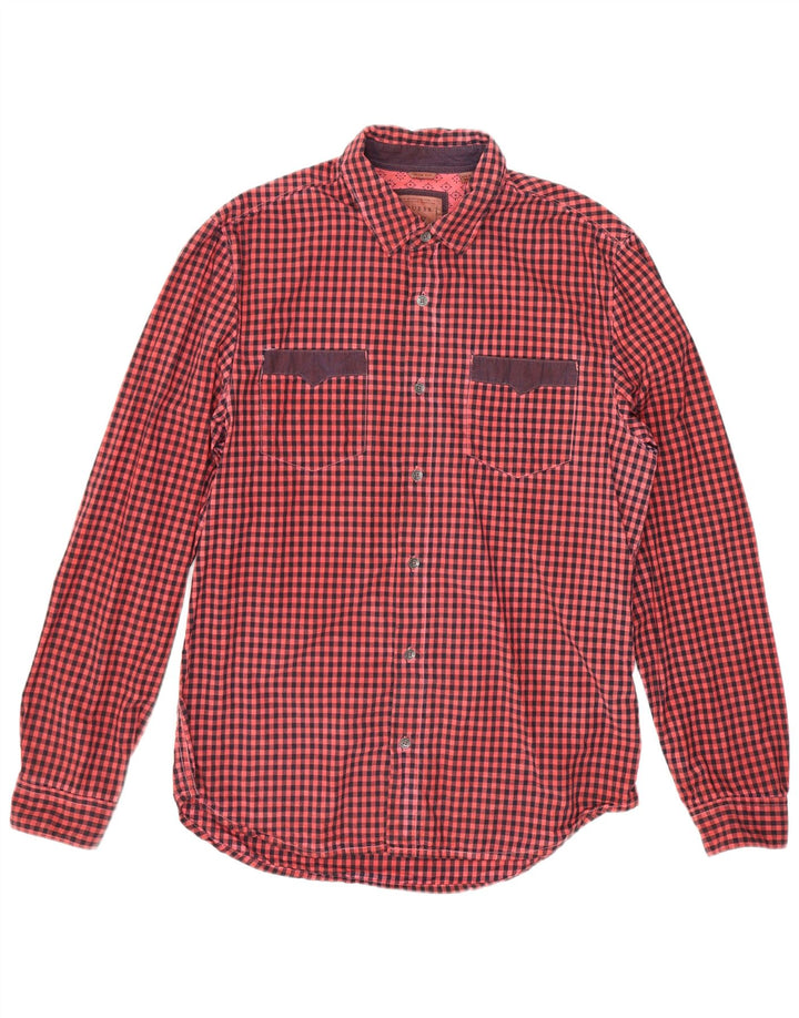 Guess Slim-Fit-Hemd für Herren aus mittelroter Gingham-Baumwolle