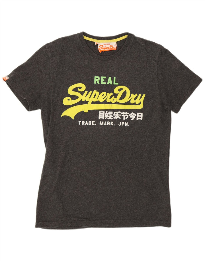 SUPERDRY Herren Grafik-T-Shirt-Oberteil, großes graues Polyester