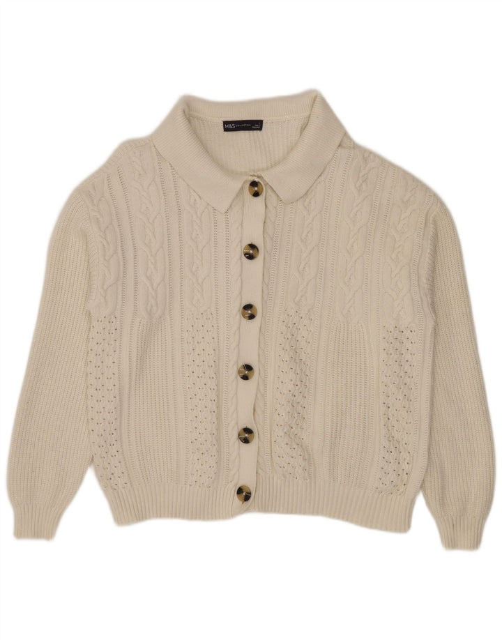 Marks & Spencer Damen-Cardigan-Pullover UK 16 Large Weiße Viskose