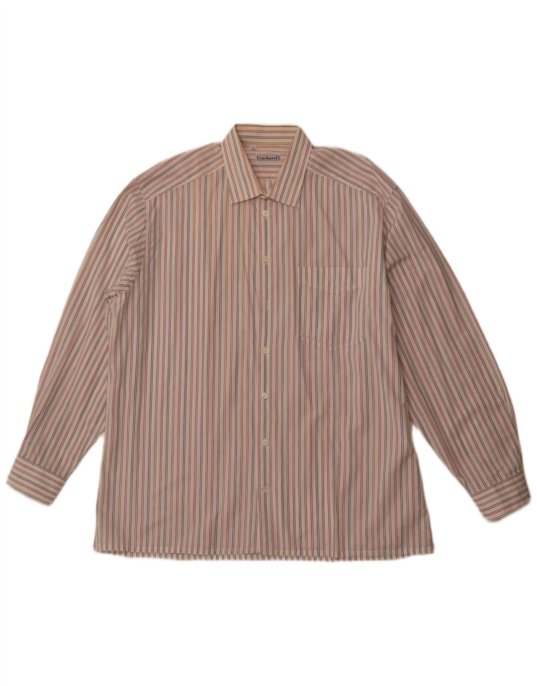 CACHAREL Herrenhemd Größe 43 XL Off White Nadelstreifen