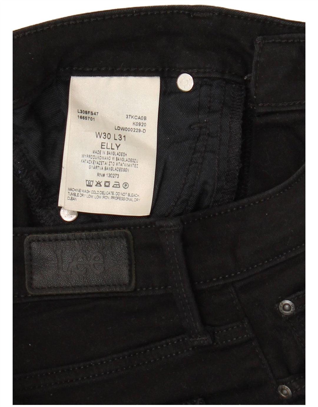 LEE Damen Elly Slim Jeans W30 L28 Schwarze Baumwolle