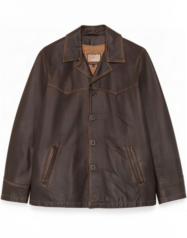 J.J.Scott Mens Leather Jacket IT 48 Medium Brown