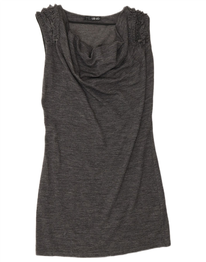 Liu Jo Damen Ärmelloses Basic-Kleid IT 40 Small Graue Wolle