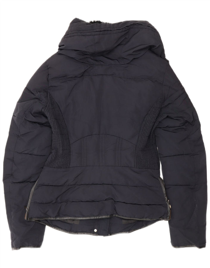 Zara Damen Wattierte Jacke UK 6 XS Marineblau