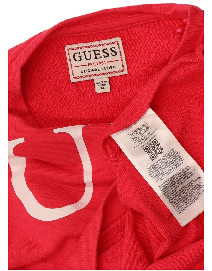 GUESS Crop Graphic Sweatshirt-Pullover für Mädchen, 13–14 Jahre, rosa Baumwolle