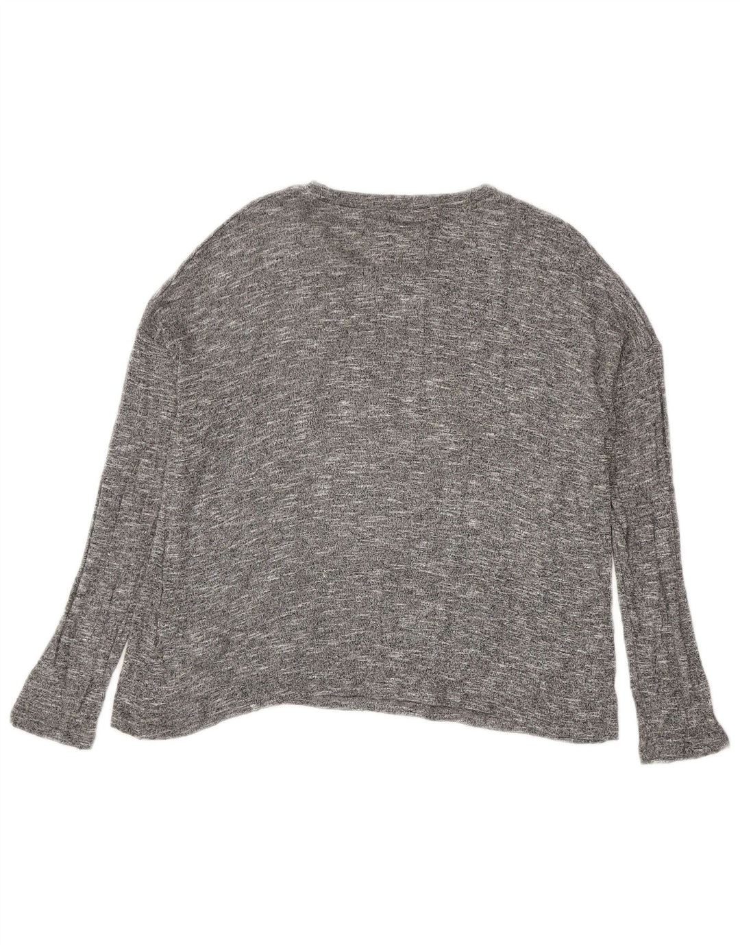 Zara Damen Top Langarm UK 14 Mittelgrau meliert Viskose