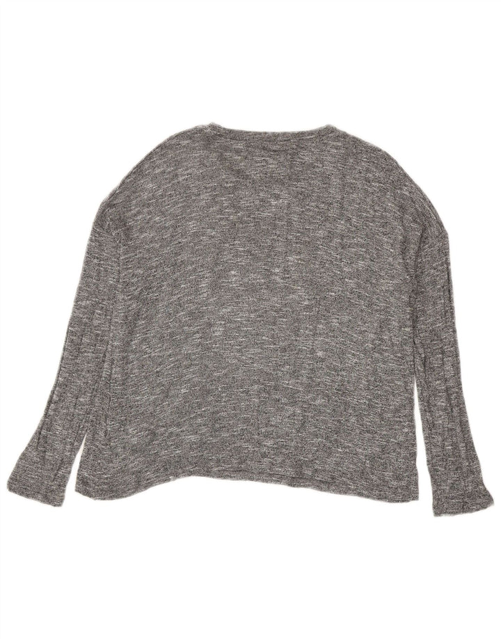 Zara Damen Top Langarm UK 14 Mittelgrau meliert Viskose