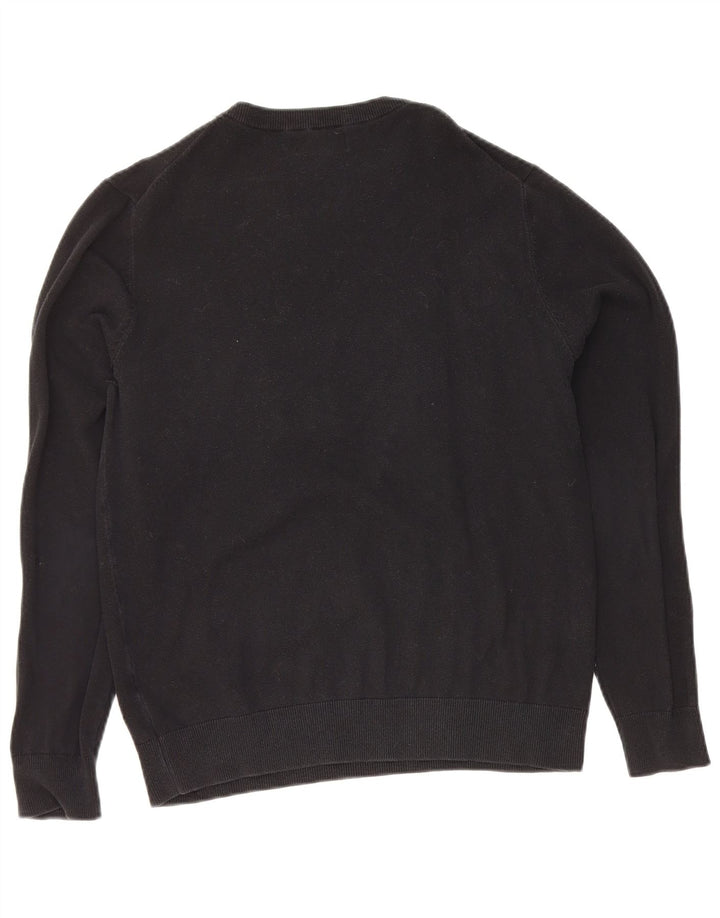 Zara Herren-Pullover mit grafischem Rundhalsausschnitt, mittleres Marineblau