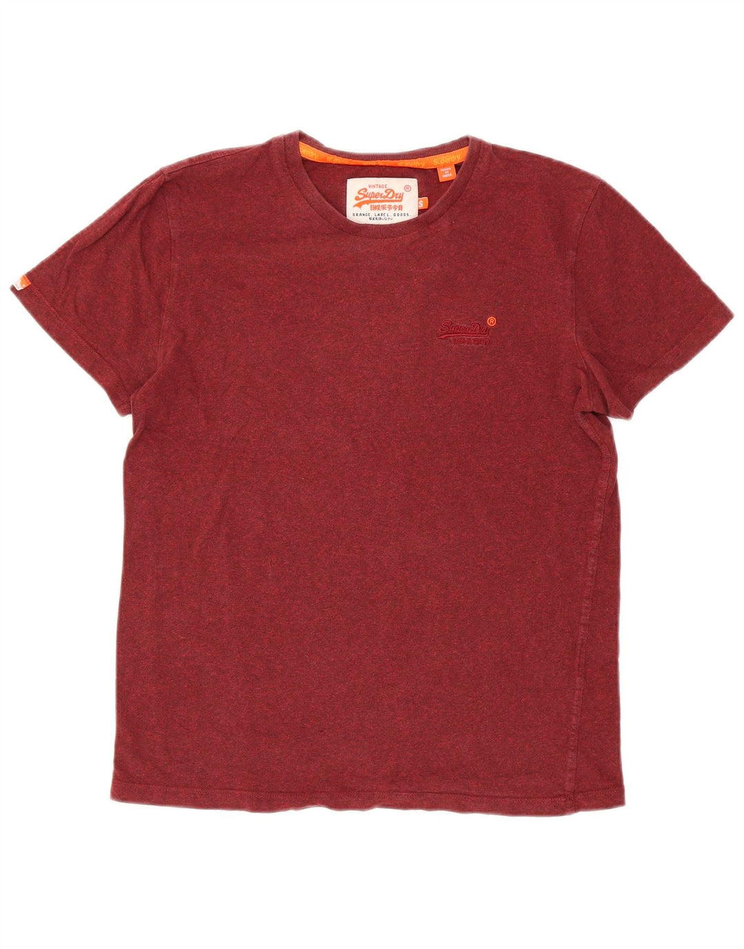 SUPERDRY Herren-T-Shirt-Oberteil, klein, rot gesprenkelte Baumwolle