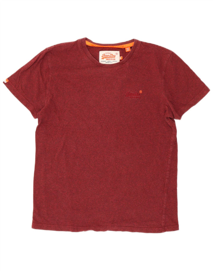 SUPERDRY Herren-T-Shirt-Oberteil, klein, rot gesprenkelte Baumwolle
