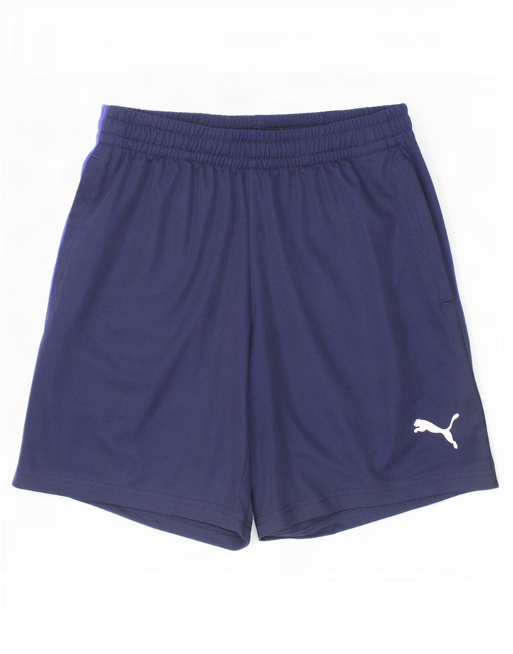 Puma Sportshorts für Jungen, 11–12 Jahre, marineblaues Farbblock-Polyester