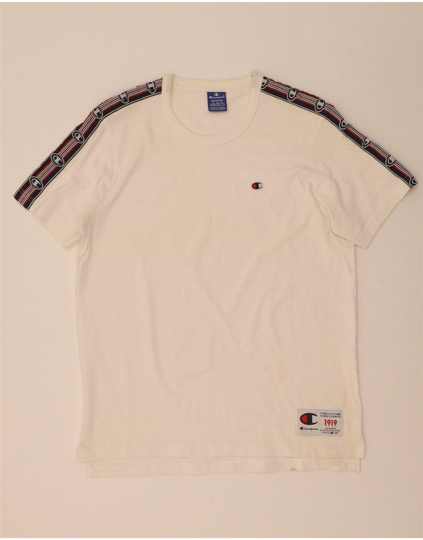 Champion Herren-T-Shirt mit Grafik, Mittelweiß, Farbblock