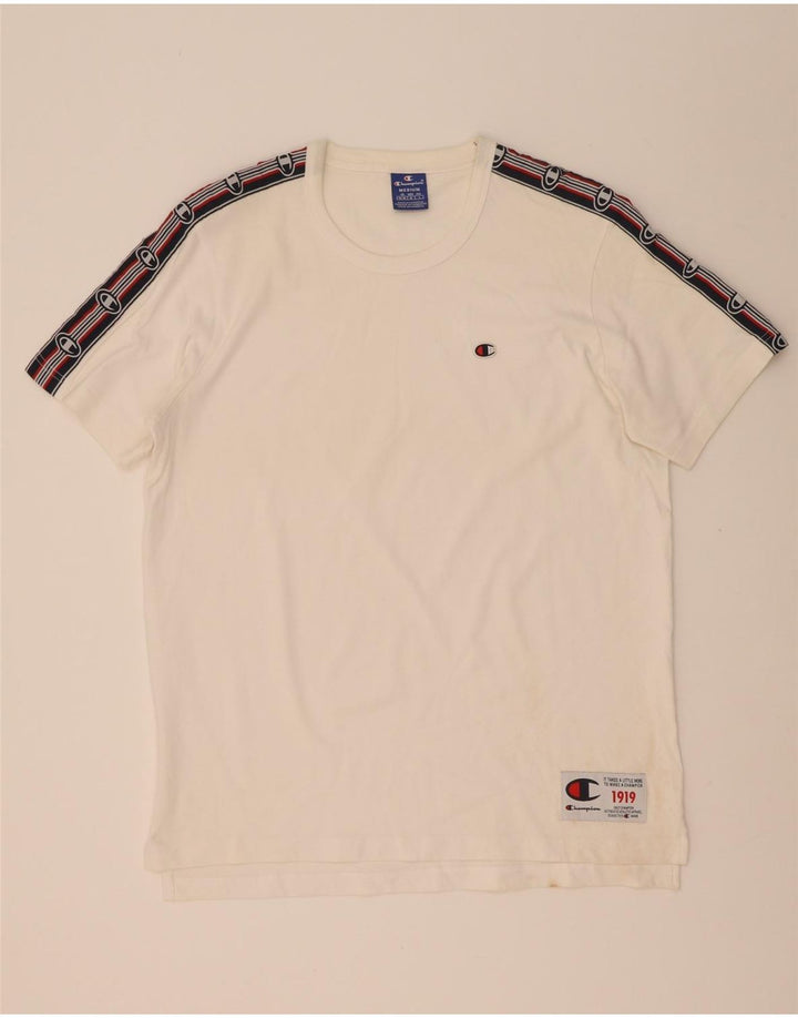 Champion Herren-T-Shirt mit Grafik, Mittelweiß, Farbblock