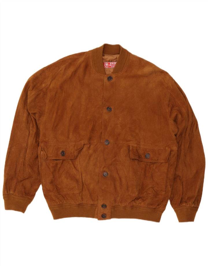 Jolly Herren Wildleder Bomberjacke IT 58 4XL Braunes Leder