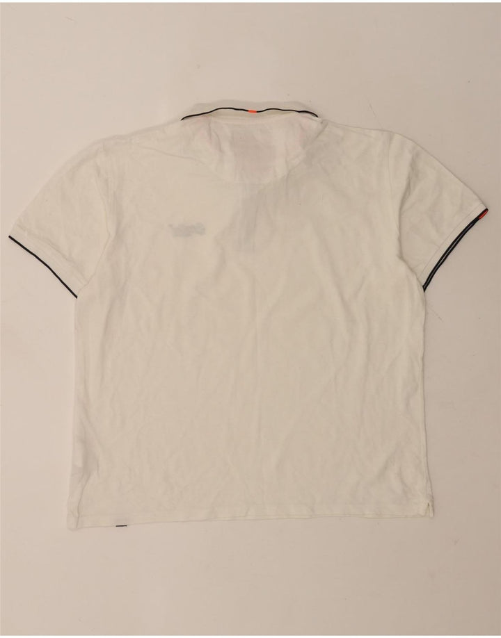 Superdry Herren Poloshirt 2XL weiß gestreift aus Baumwolle