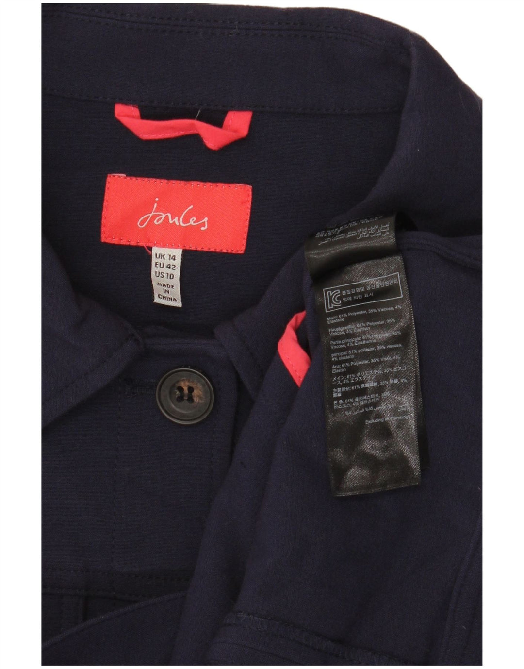 Joules Damen Crop Bomberjacke UK 14 Large Marineblau Polyester