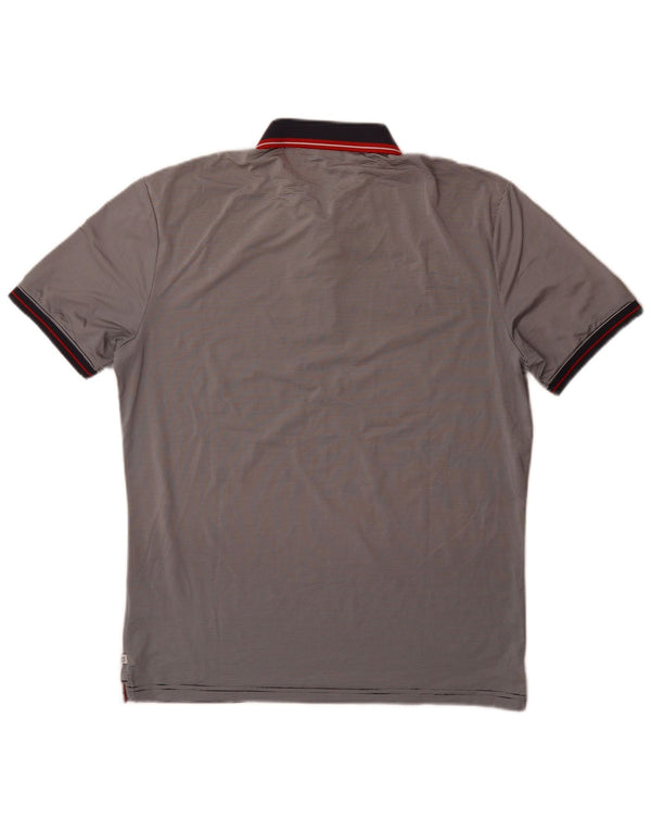 Calvin Klein Herren-Poloshirt aus mittelgrauem Nadelstreifen-Polyester