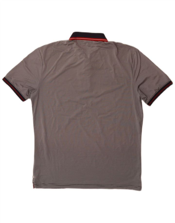 Calvin Klein Herren-Poloshirt aus mittelgrauem Nadelstreifen-Polyester