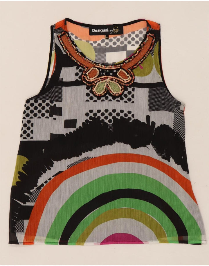 DESIGUAL Damen-Blusenoberteil mit Grafik, UK 6, XS, mehrfarbig, geometrisch