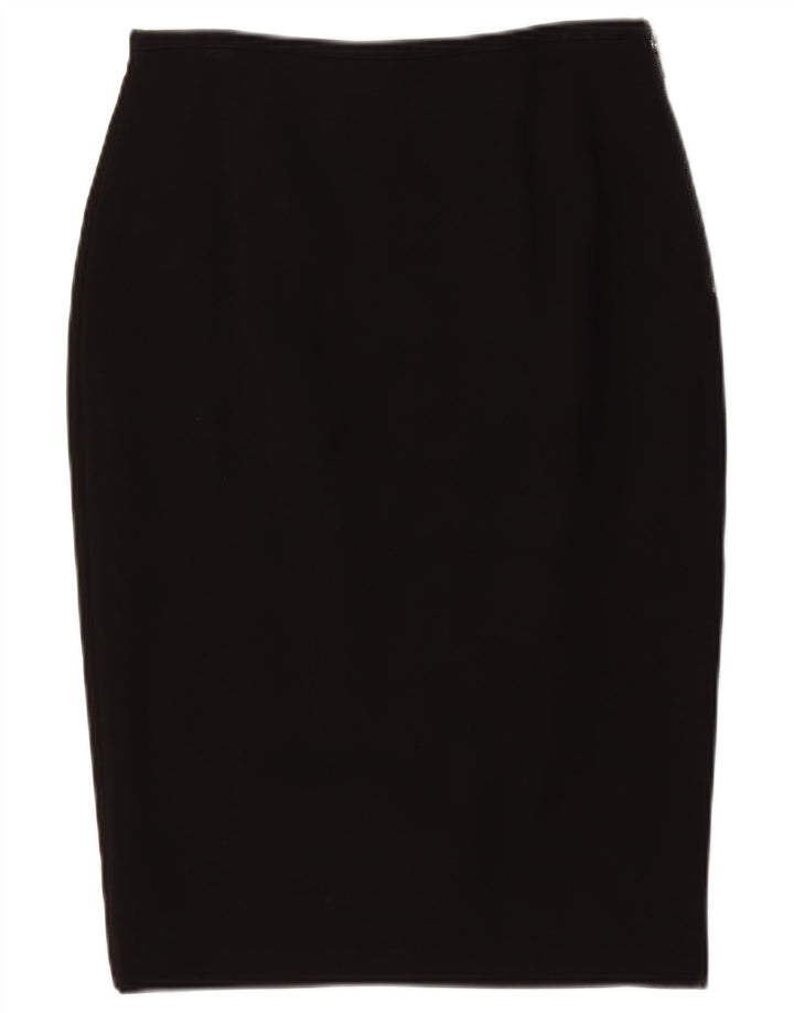 Marks & Spencer Damen Bleistiftrock UK 12 Medium W30 Schwarze Viskose