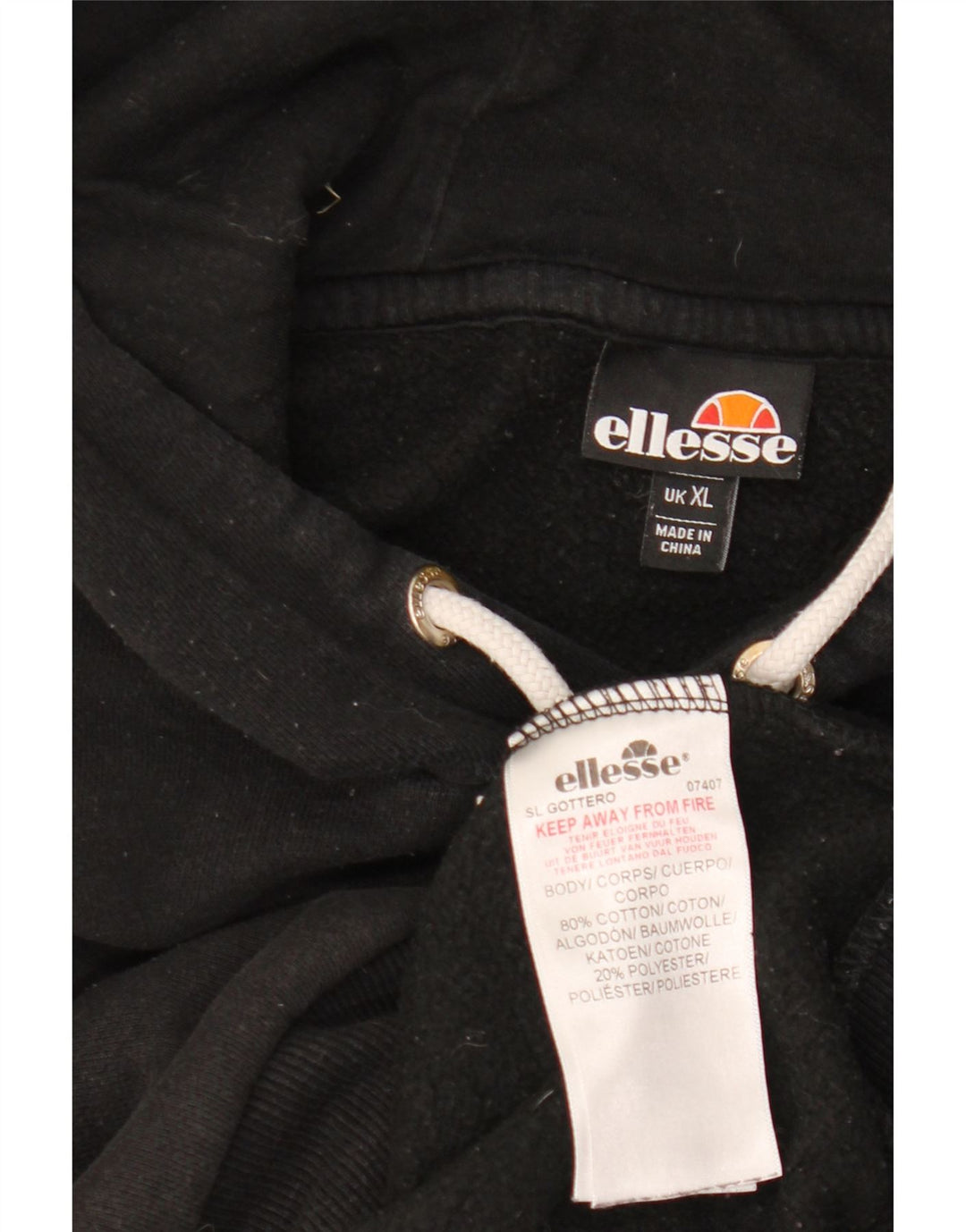 ELLESSE Herren Graphic Hoodie Pullover XL Schwarz Baumwolle