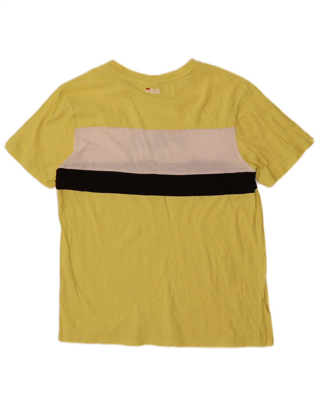 Fila Herren Grafik-T-Shirt-Oberteil aus mittelgelber Colourblock-Baumwolle