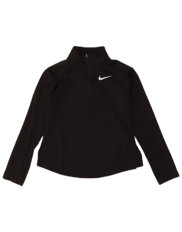 Nike Dri Fit Pullover-Trainingsoberteil für Mädchen mit Reißverschluss, 8–9 Jahre, Größe S, Schwarz