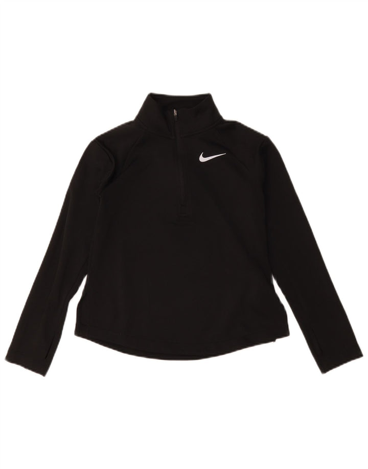 Nike Dri Fit Pullover-Trainingsoberteil für Mädchen mit Reißverschluss, 8–9 Jahre, Größe S, Schwarz