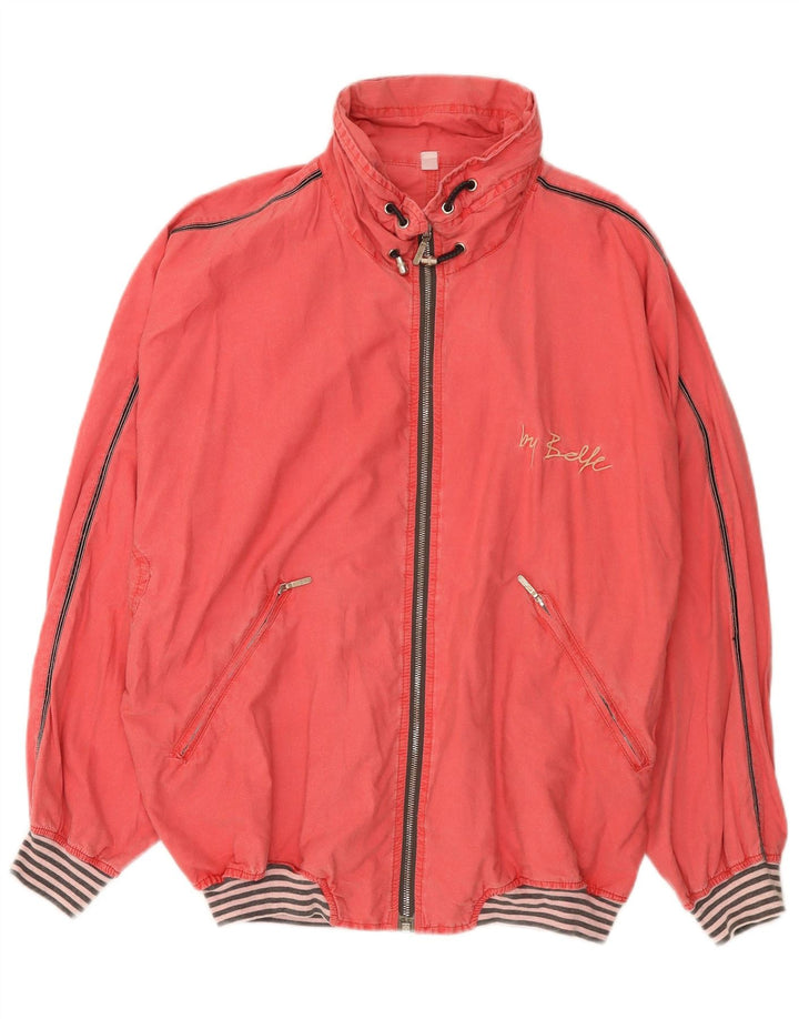 Vintage Damen Übergroße Bomberjacke IT 44 Mittelrosa Baumwolle