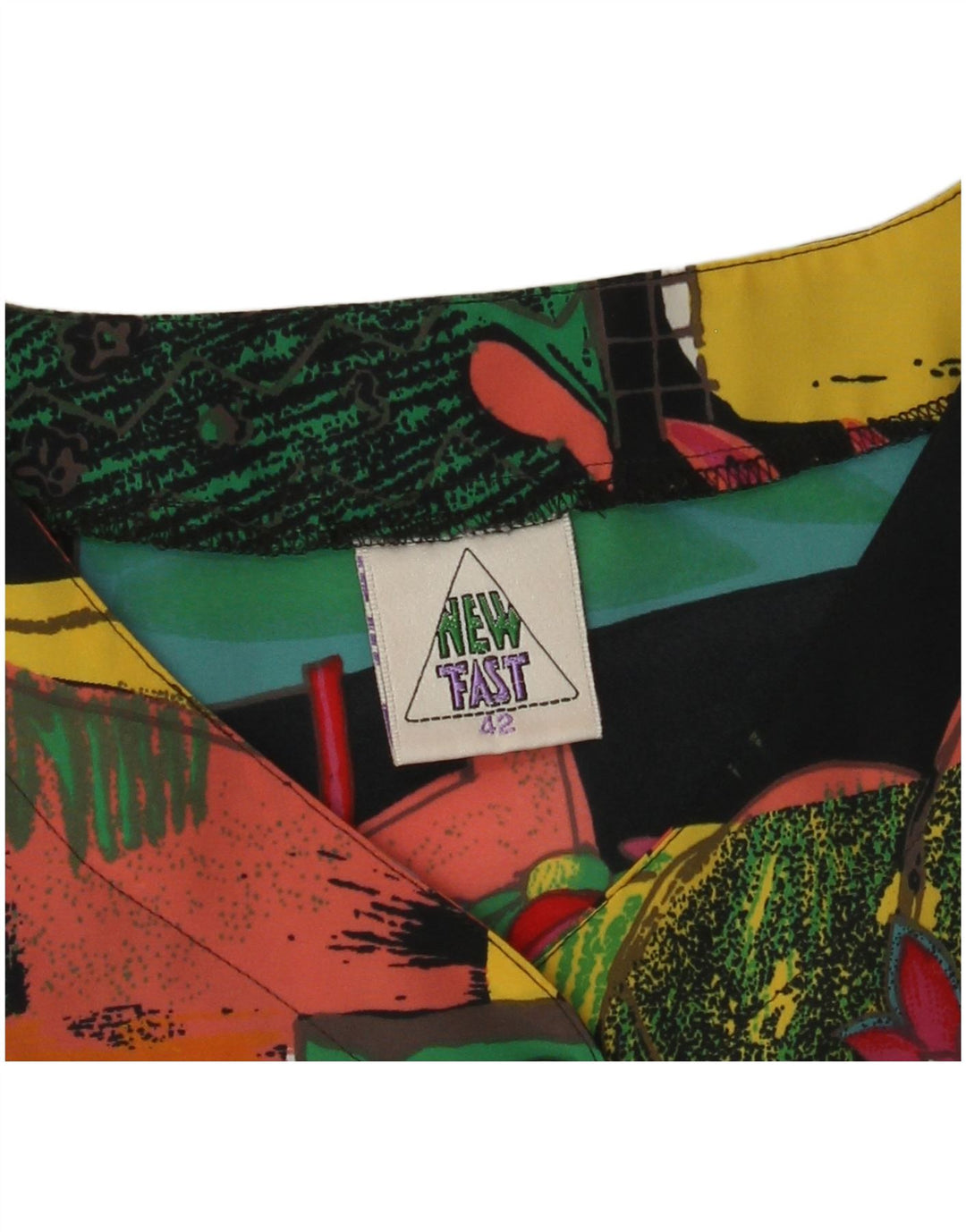 NEUES FAST-Blusenoberteil mit abstraktem Muster für Damen, EU 42, großes schwarzes Polyester