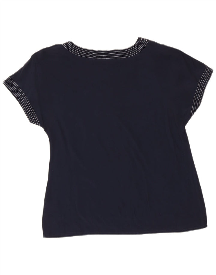 VINTAGE Womens T-Shirt Top UK 12 Medium Navy Blue