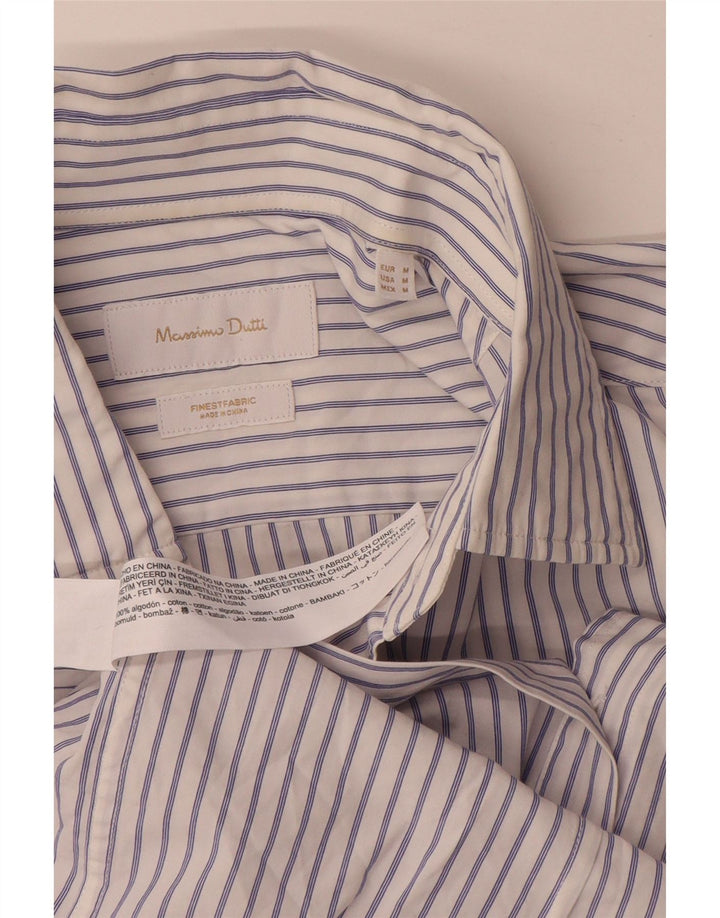 Massimo Dutti Herrenhemd aus mittelweißer Nadelstreifen-Baumwolle