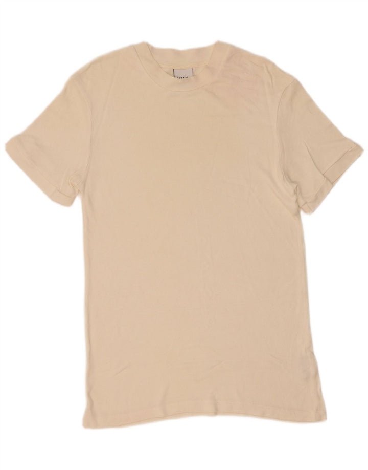 Zara Herren T-Shirt Top Medium Off White