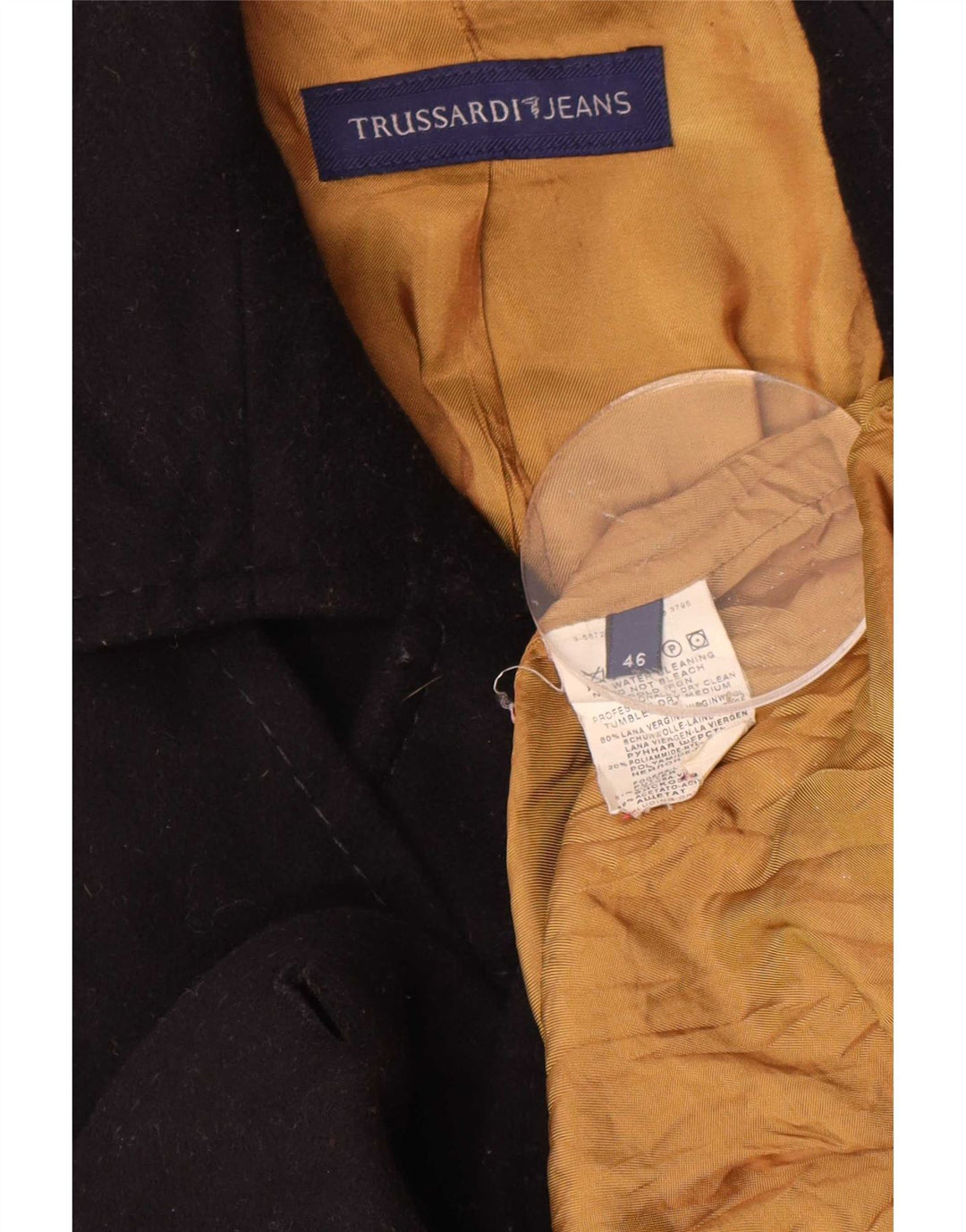 Trussardi Jeans Damen-Blazerjacke mit 4 Knöpfen, IT 46, große marineblaue Wolle